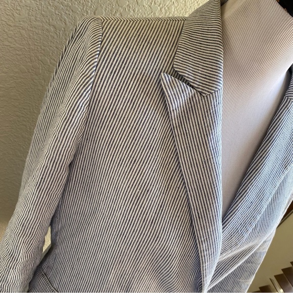 Antonio Melani Striped Double Breasted Blazer Notched Lapel Linen Cotton: 12 - Picture 2 of 12